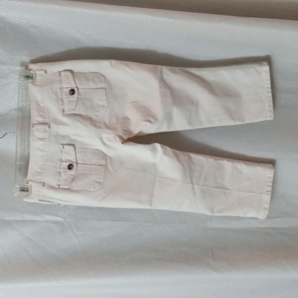 Theory  4 Pocket Capri Size 4 Cream with Tan trim  Preowned - Picture 5 of 13